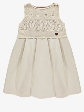 Souris Mini Cotton Linen Crochet Knit Boho Summer Dress 2T 3T Neutral Worn Once